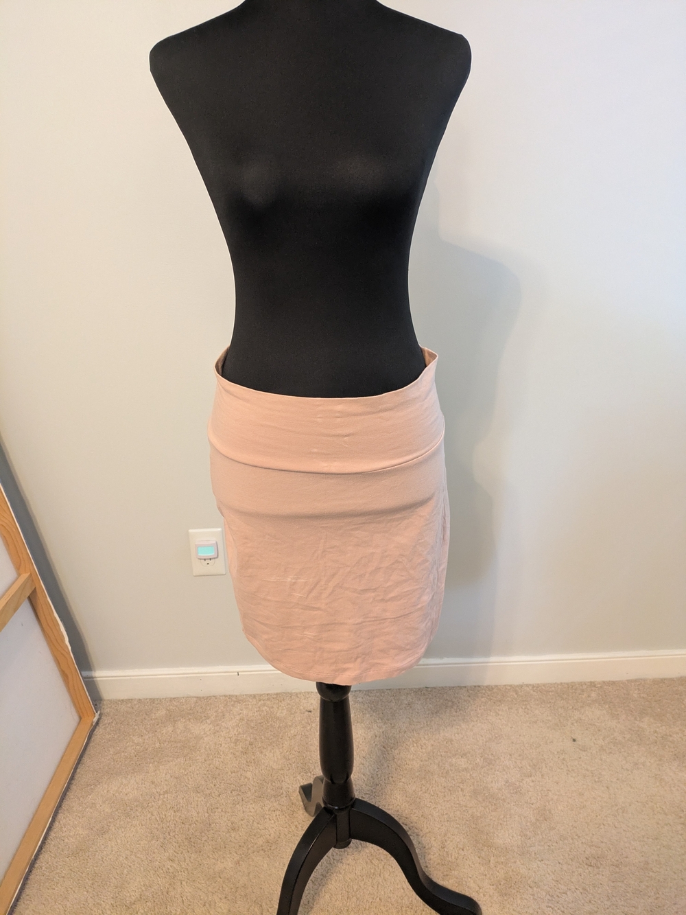 Charlotte Russe Blush Fold-Over Waist Pencil Skirt Size L Convertible Tube Top